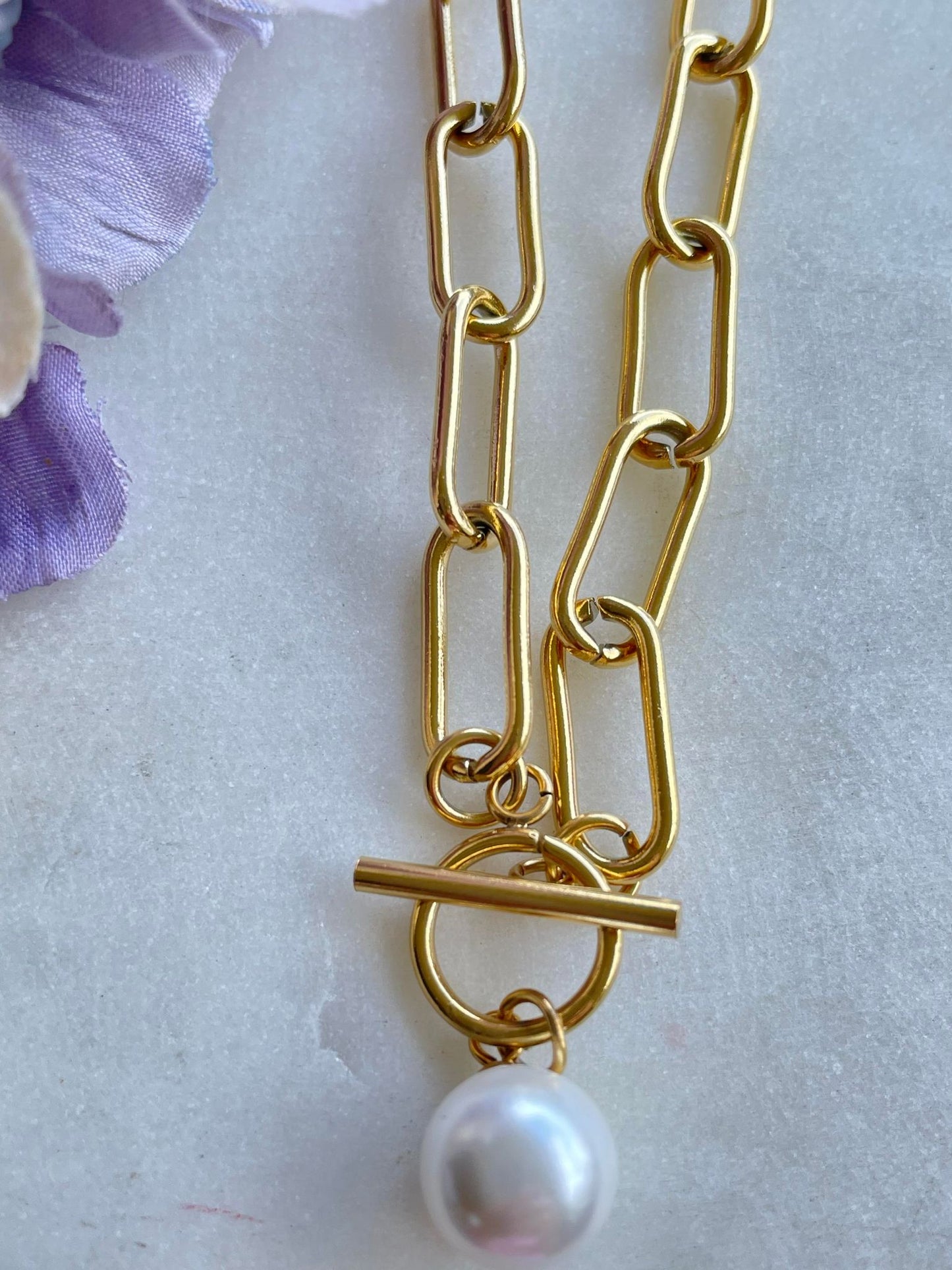Necklace | All knotted up with a pearl - gold – Tarnish Proof Jewellery