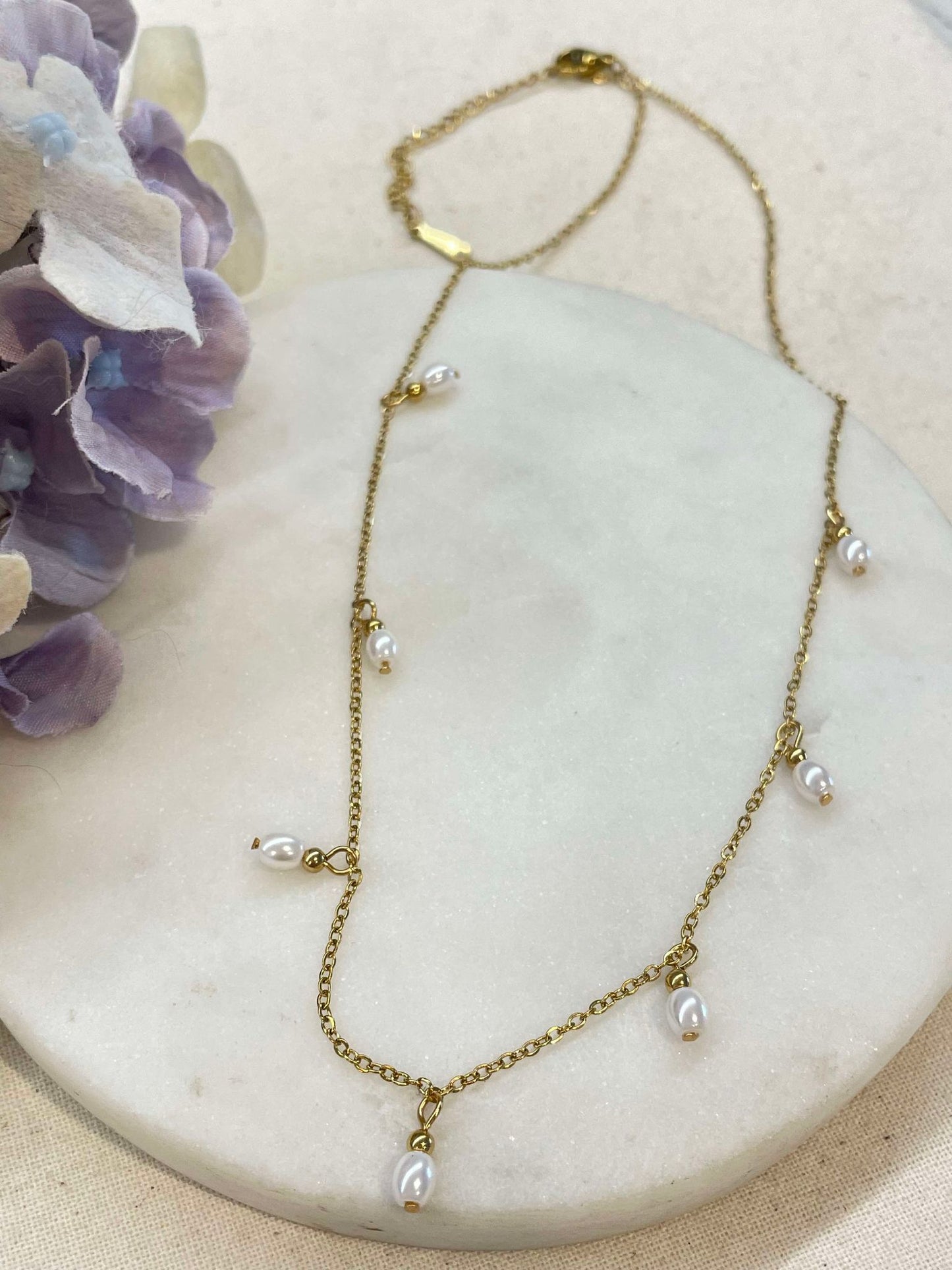 Necklace | Pearl hunter gold necklace – Tarnish Proof Jewellery
