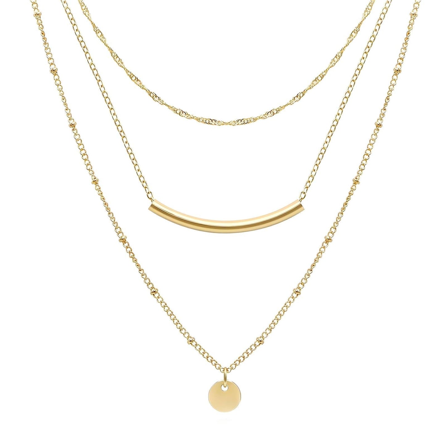 Necklace | Three tiers of gold necklace – Tarnish Proof Jewellery