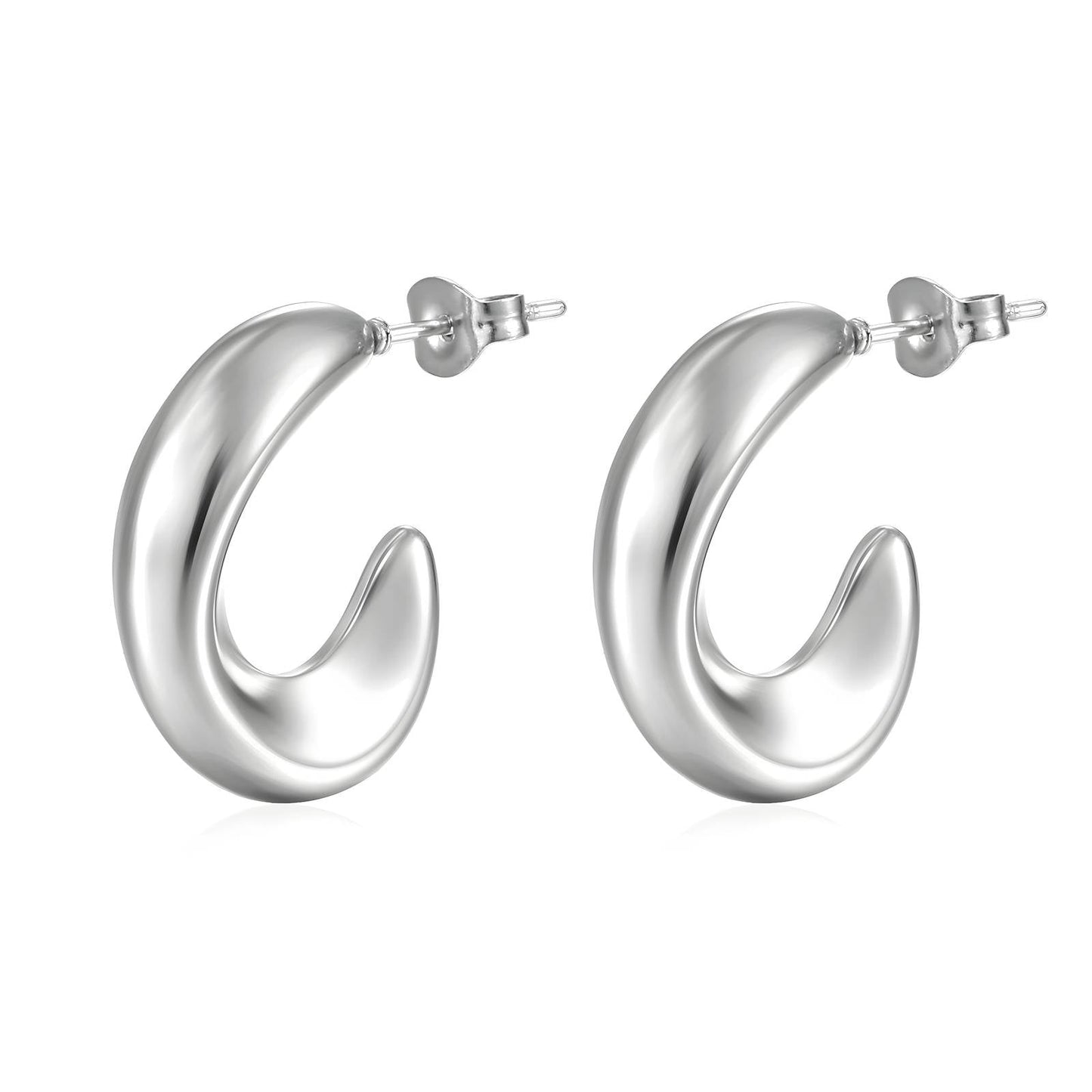 Earrings | Oblong silver hoop earring – Tarnish Proof Jewellery