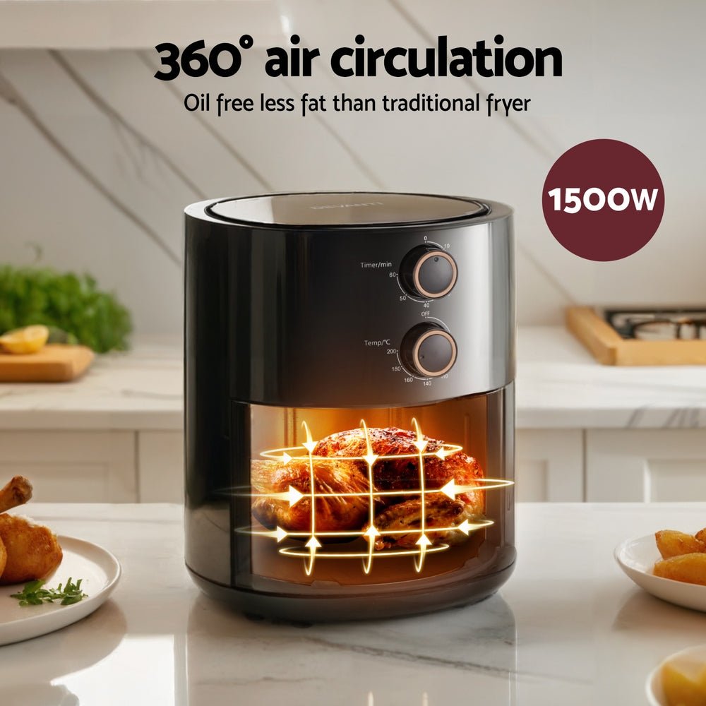 Air Fryer | Devanti | 4L Knob Control | 1500W - Appliances > Kitchen Appliances > Air Fryers - Fosmore