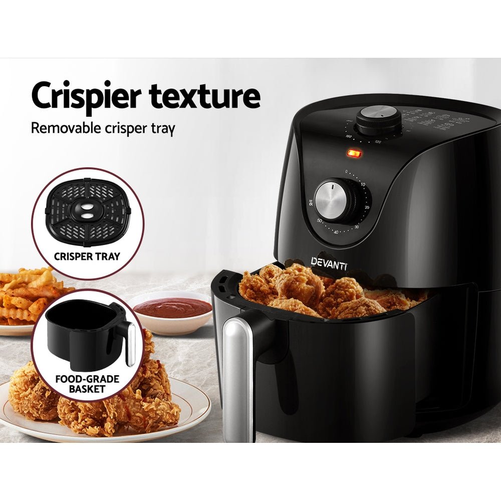 Air Fryer | Devanti | 2.5L Knob Control | 1200W - Appliances > Kitchen Appliances > Air Fryers - Fosmore