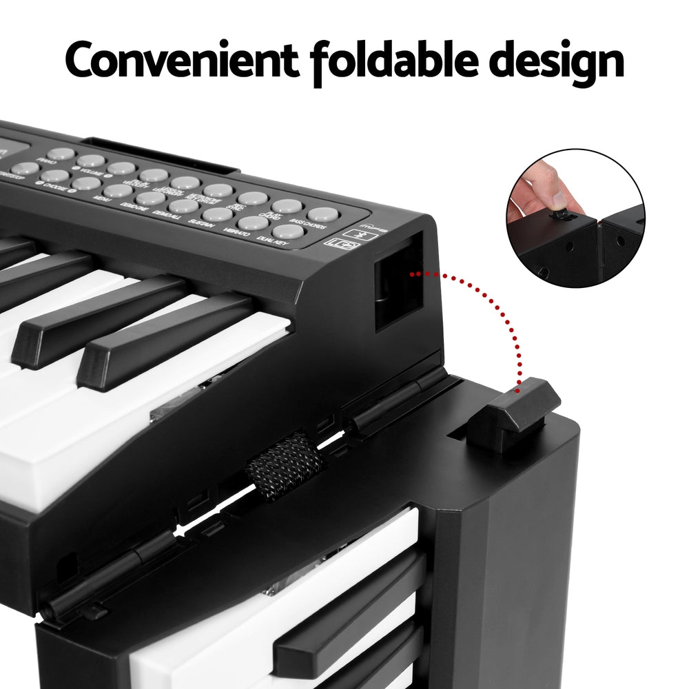 Piano Keyboard - Alpha 61 Key Foldable with Bag | Black - > Musical Instrument & Accessories > Musical Keyboards - Fosmore