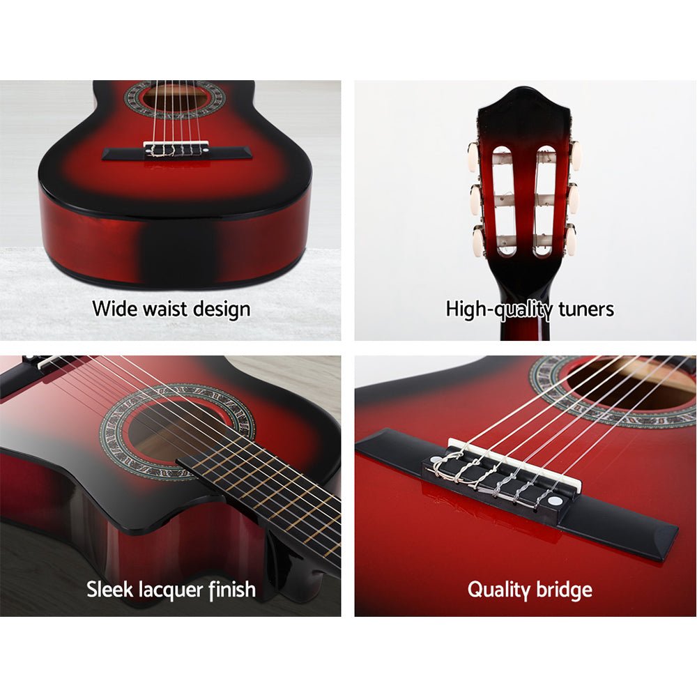 Classical Guitar | Alpha 34 Inch | Nylon Strings | Red - Audio & Video > Musical Instrument & Accessories > Guitars - Fosmore