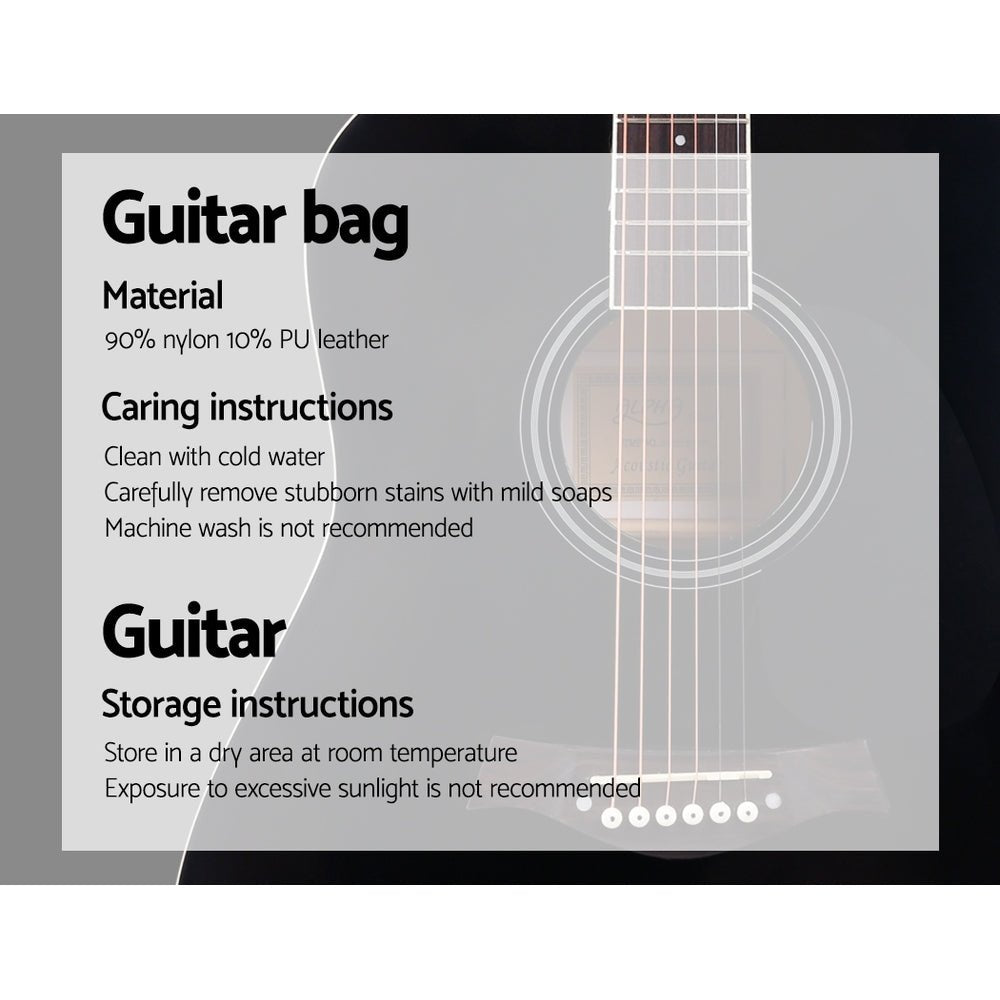 Acoustic Guitar Dreadnought | Alpha 41 Inch | Steel Strings | Black -> Musical Instrument & Accessories > Guitars - Fosmore