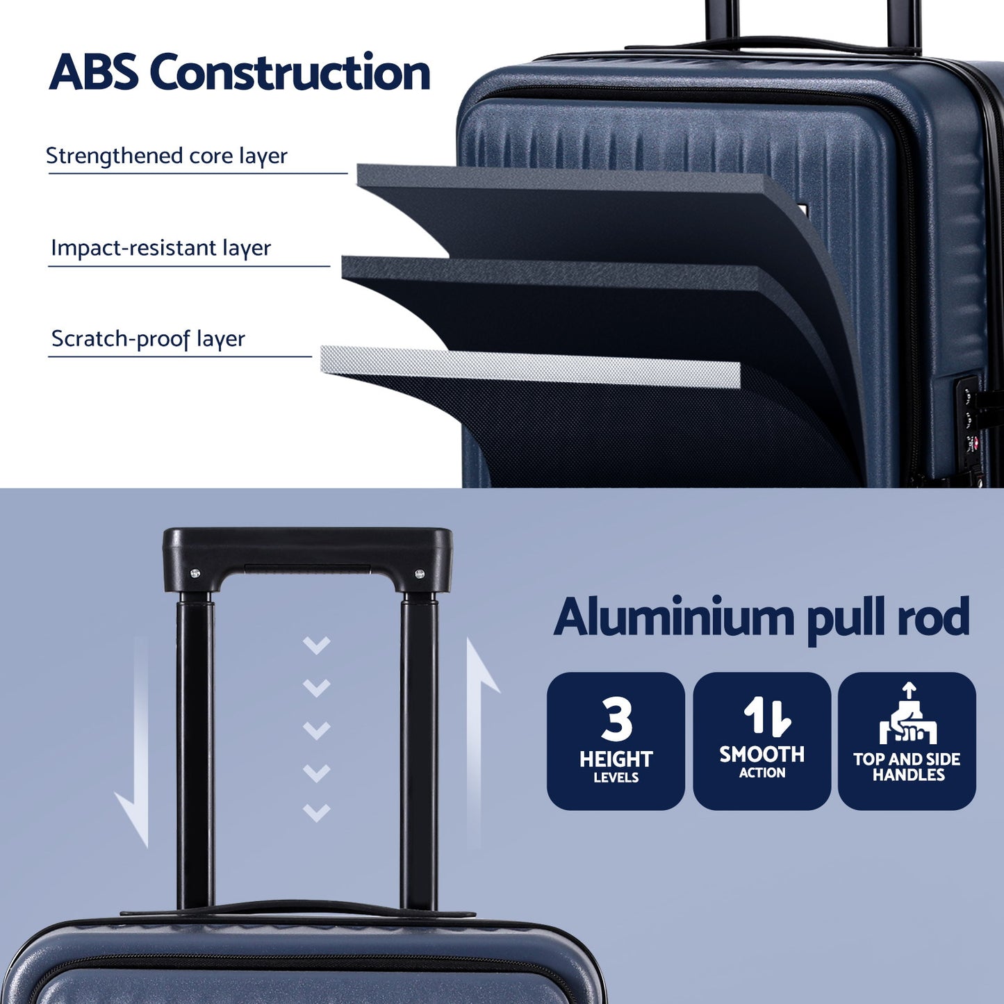 Suitcase* Luggage Carry On 55cm | Wanderlite | TSA Navy - Home & Garden > Travel > Suitcases - Fosmore