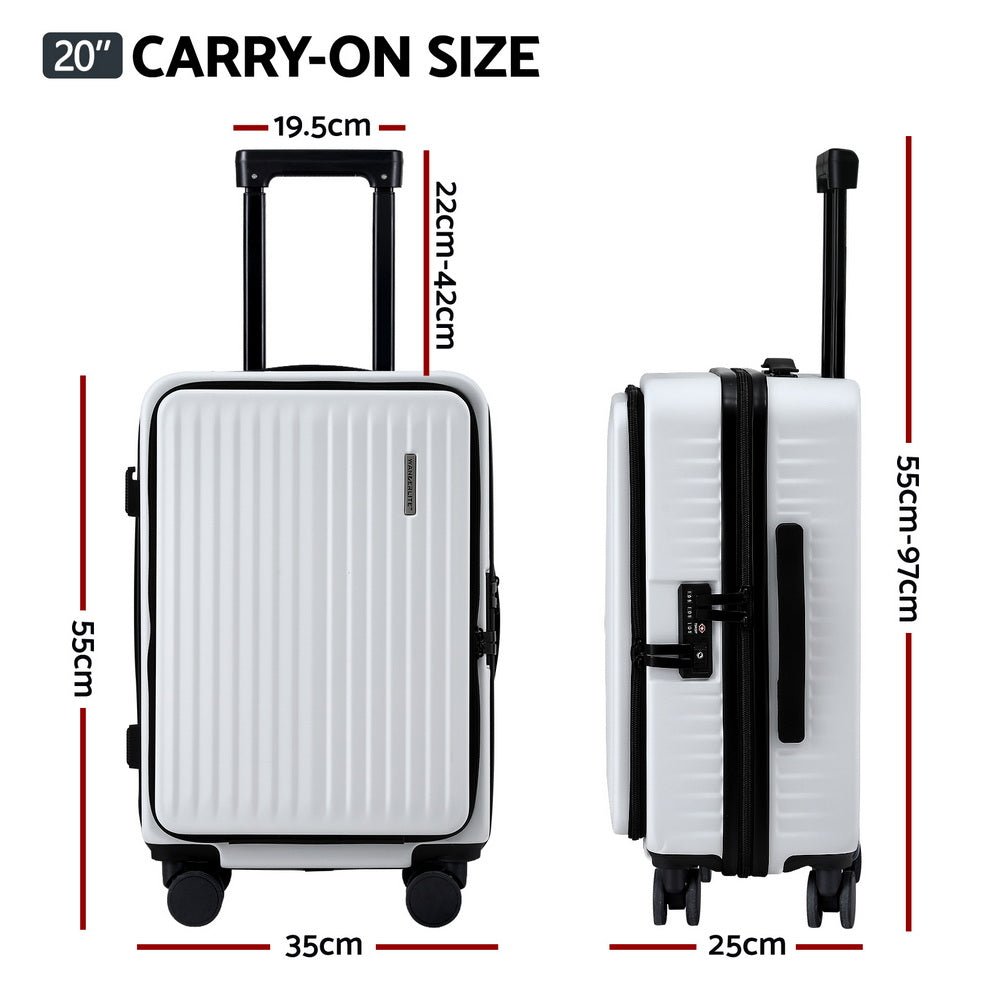 Suitcase* Luggage Carry On 55cm | Wanderlite | TSA White - Home & Garden > Travel > Suitcases - Fosmore