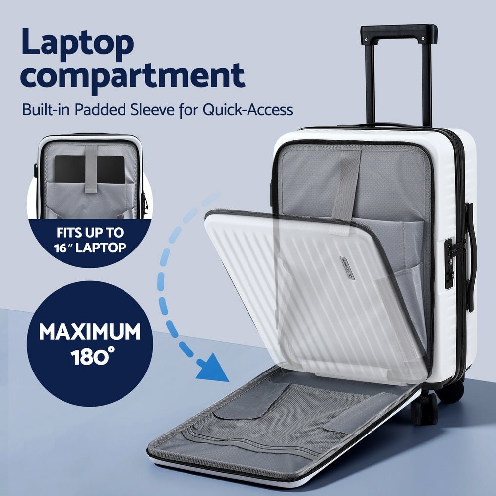 Suitcase* Luggage Carry On 55cm | Wanderlite | TSA White - Home & Garden > Travel > Suitcases - Fosmore