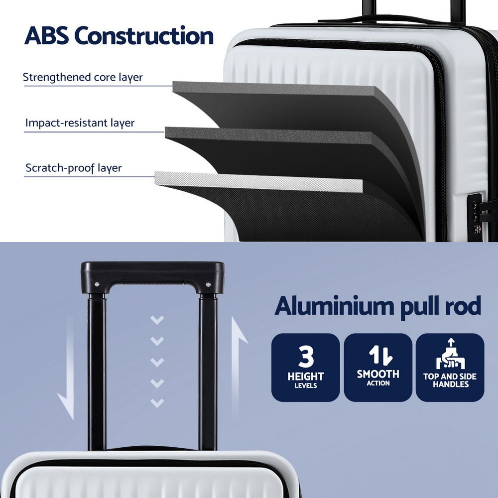 Suitcase* Luggage Carry On 55cm | Wanderlite | TSA White - Home & Garden > Travel > Suitcases - Fosmore