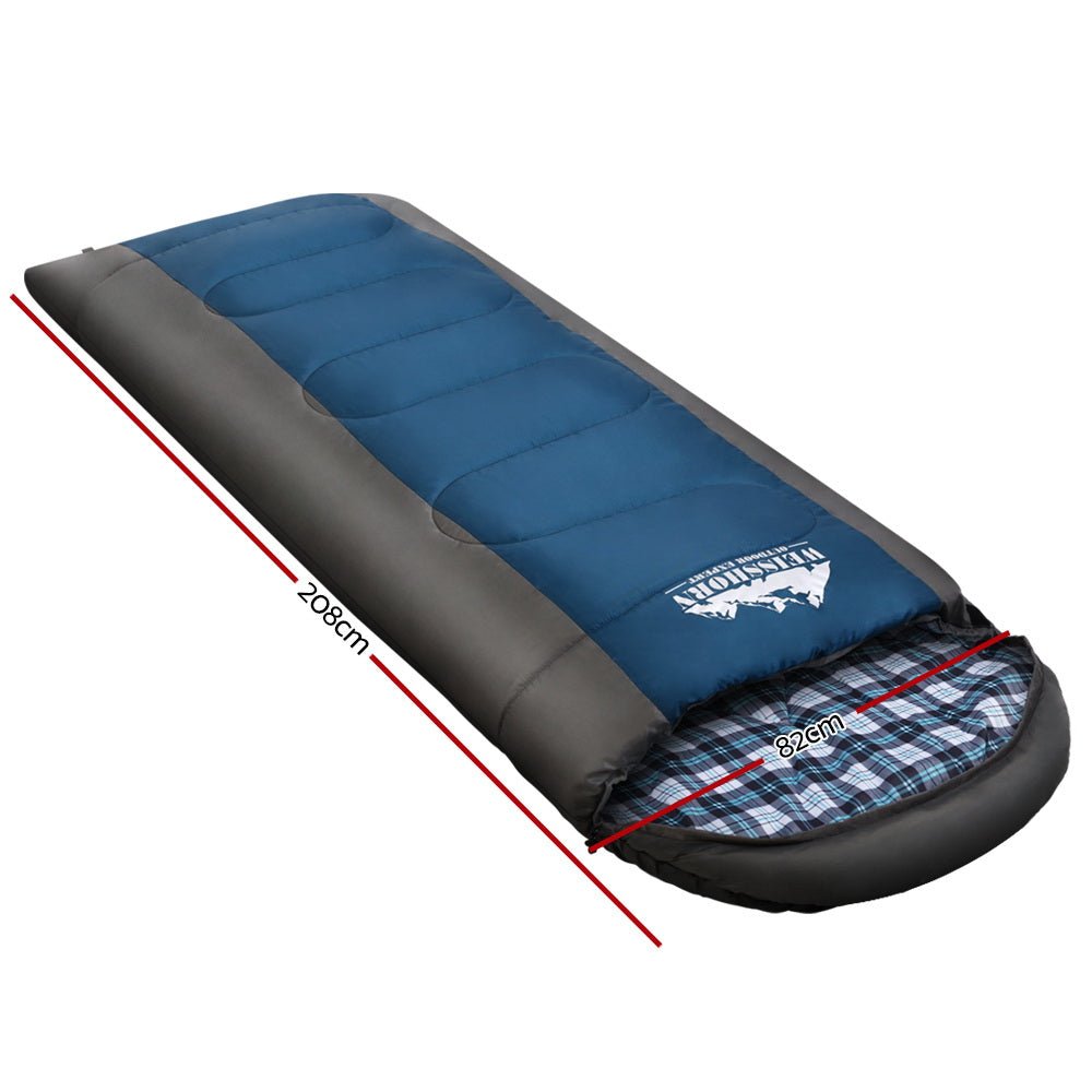 Sleeping Bag Single | Weisshorn | Thermal Camping Hiking | Blue - Outdoor Recreation > Camping > Sleeping Bags - Fosmore