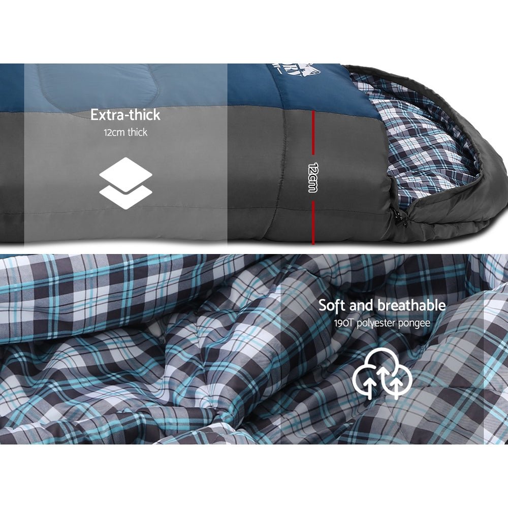 Sleeping Bag Single | Weisshorn | Thermal Camping Hiking | Blue - Outdoor Recreation > Camping > Sleeping Bags - Fosmore