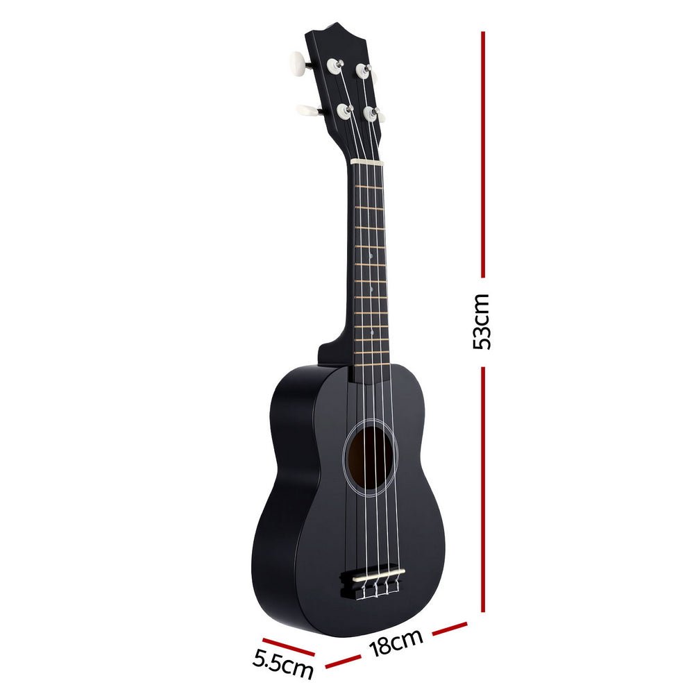 Ukulele | Alpha 21 Inch Basswood Beginner | Nylon Strings | Black - > Musical Instrument & Accessories > Guitars - Fosmore