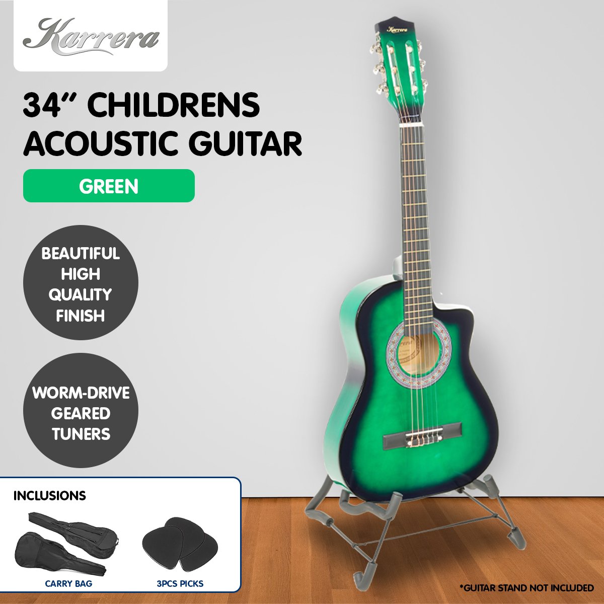 Kids Guitar | Karrera Acoustic Beginner Guitar for Children | Green -> Musical Instrument & Accessories > Guitars - Fosmore