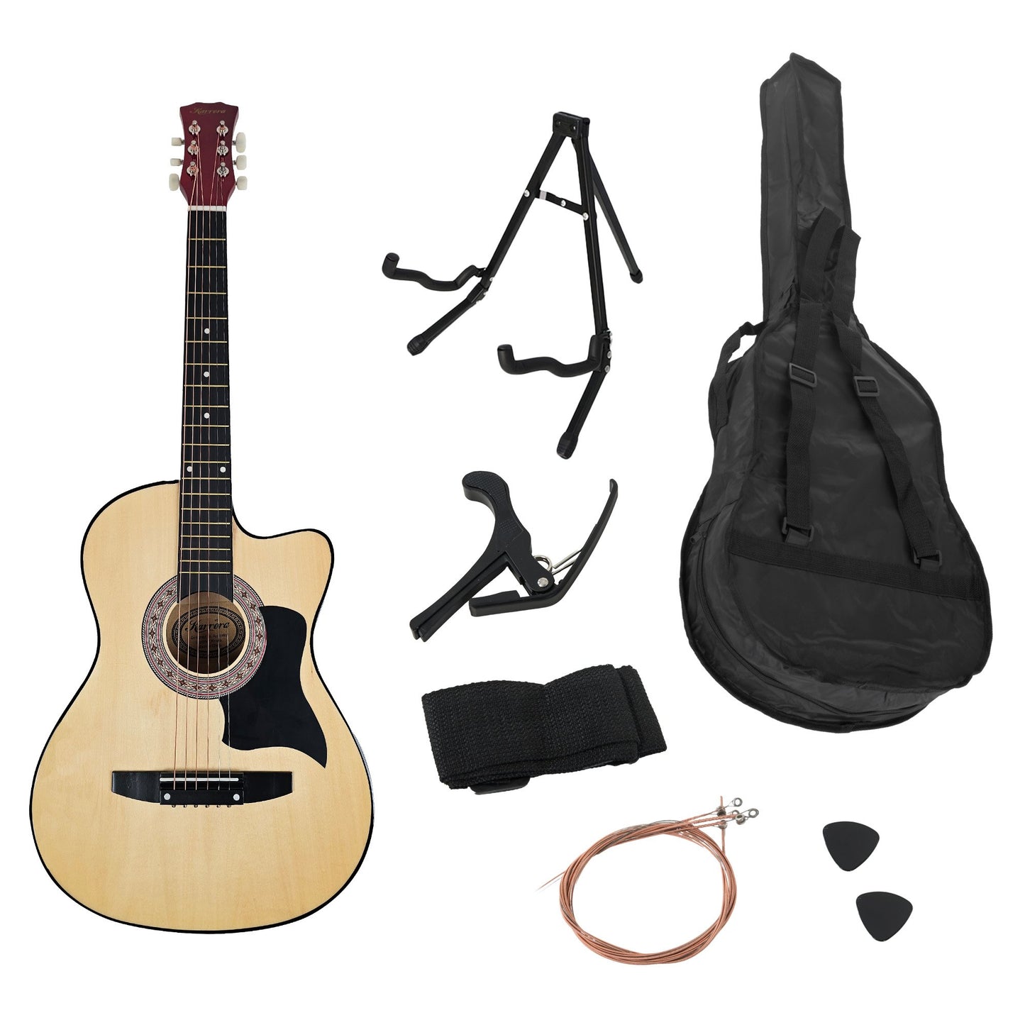 Acoustic Guitar | Karrera 38 Inch Cutaway | Steel Strings | Natural > Musical Instrument & Accessories > Guitars - Fosmore