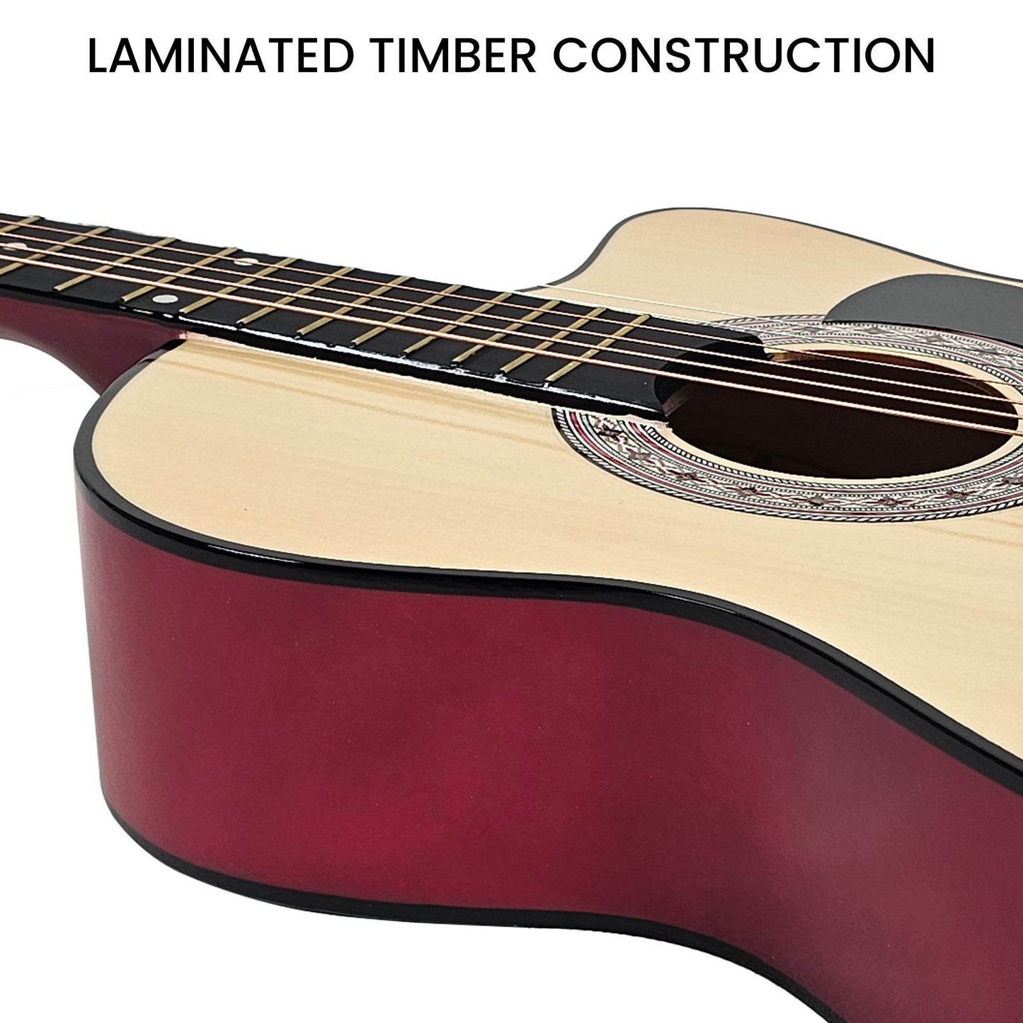 Acoustic Guitar | Karrera 38 Inch Cutaway | Steel Strings | Natural. Laminated timber construction.