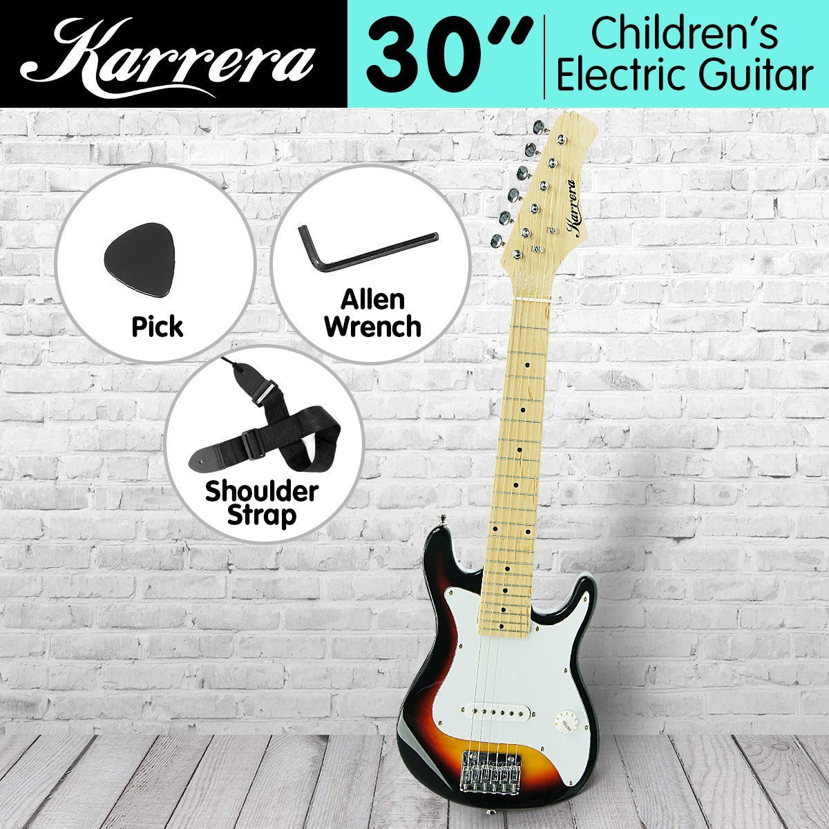 Kids Guitar | Karrera Electric Beginner Guitar for Children | Sunburst - Musical Instrument & Accessories > Guitars - Fosmore