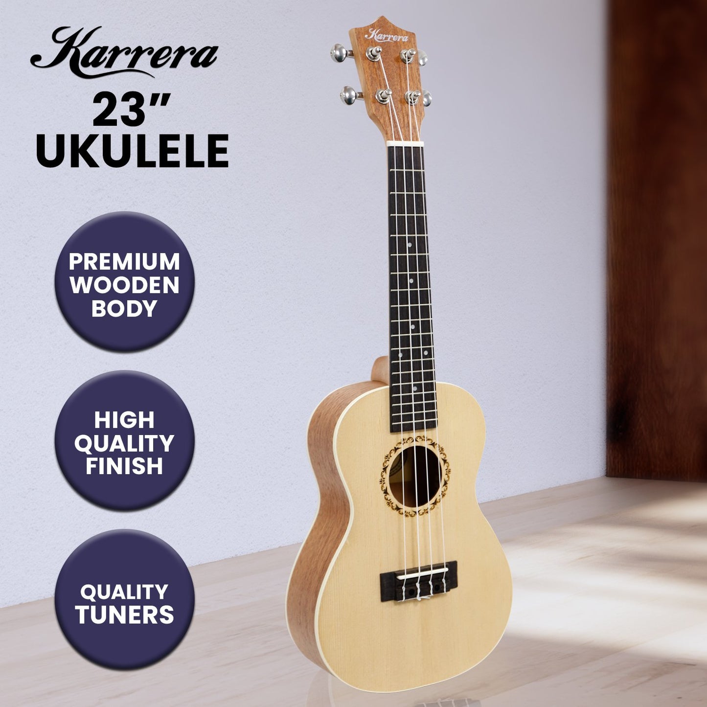 Ukulele | Karrera 23 Inch | Nylon Strings | Natural - Health & Beauty > Health & Wellbeing > Wellness Accessories - Fosmore