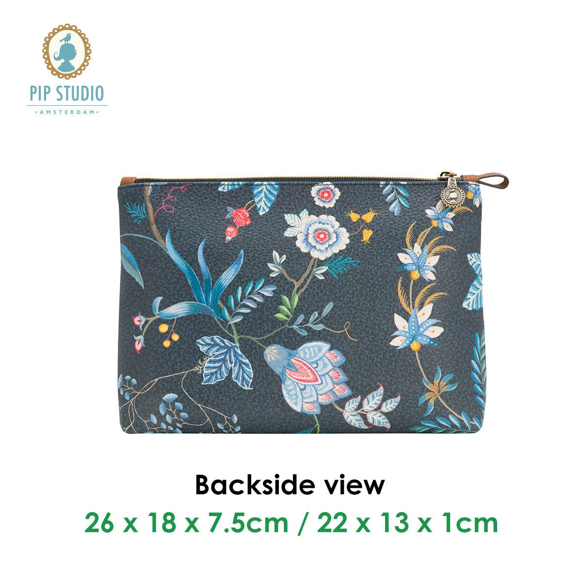 Cosmetic Bag Set | PIP Studio | Combi Flower Festival | Dark Blue - Cosmetic Storage > Cosmetic & Toiletry Bags - Fosmore