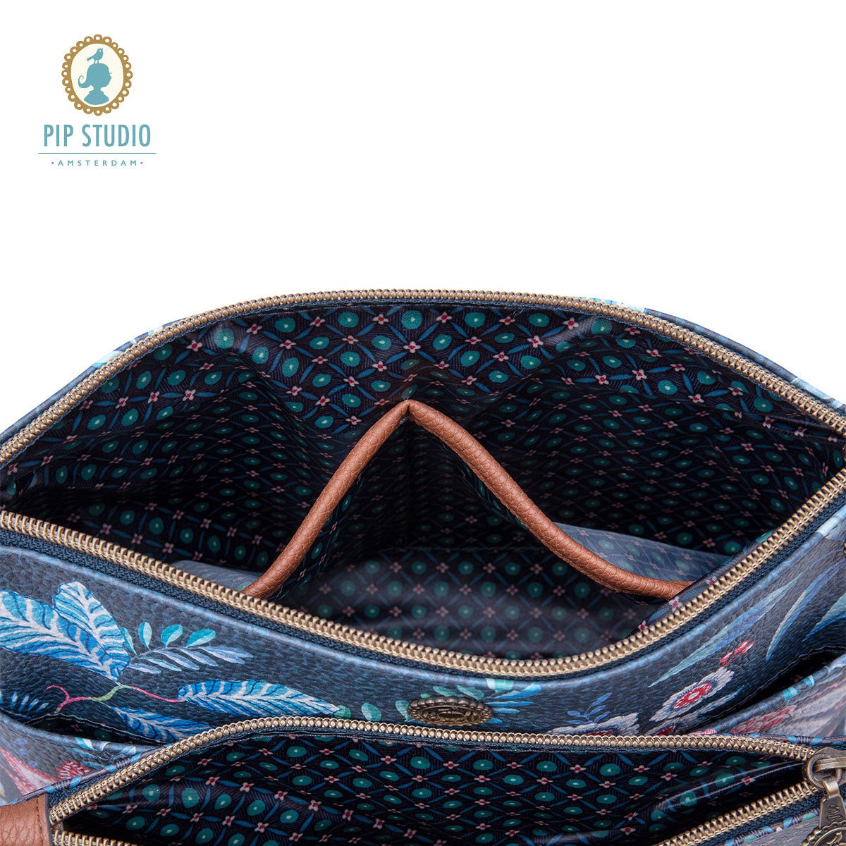 Cosmetic Bag Set | PIP Studio | Combi Flower Festival | Dark Blue - Cosmetic Storage > Cosmetic & Toiletry Bags - Fosmore