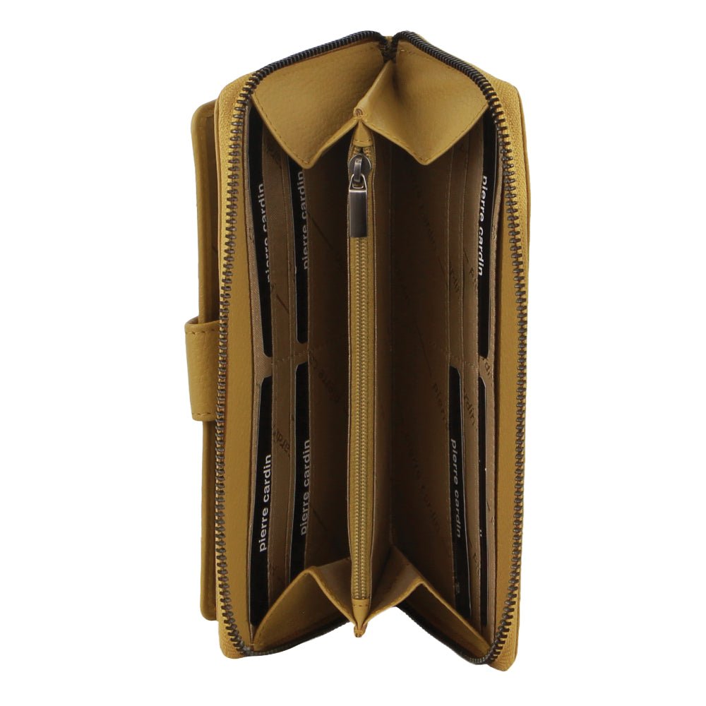 Womens Leather Zip Around RFID Wallet | Pierre Cardin | RFID | Zinc Yellow > Women's Fashion > Women's Handbags - Fosmore