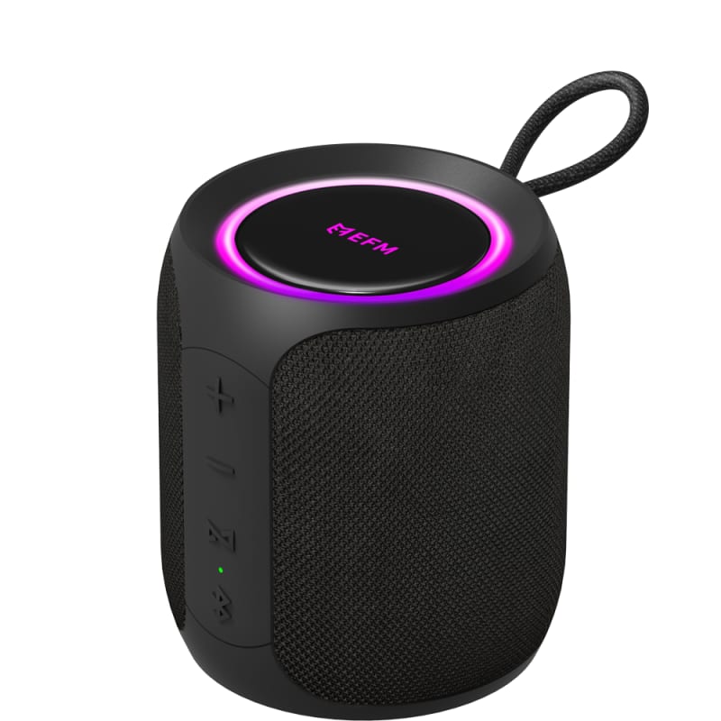 Mini Bluetooth Speaker | Waterproof EFM Austin | LED Colour Glow | Charcoal Black - Audio > Bluetooth Speakers - Fosmore