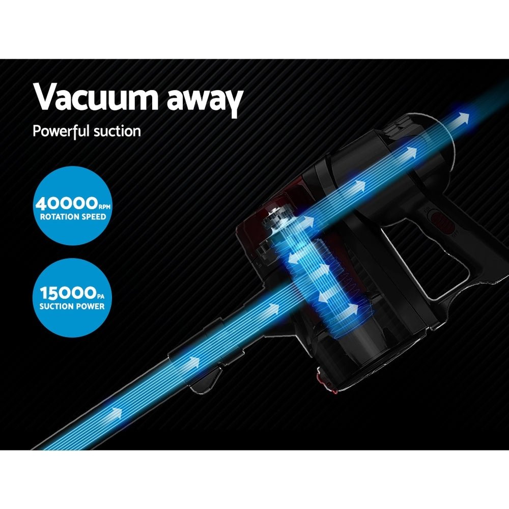 Stick Vacuum | Devanti | Handheld Corded 450W | Red & Silver - Appliances > Vacuum Cleaners > Stick Vacuums - Fosmore
