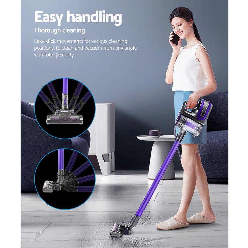 Stick Vacuum | Devanti | Bagless Cordless 150W | Purple - Appliances > Vacuum Cleaners > Stick Vacuums - Fosmore