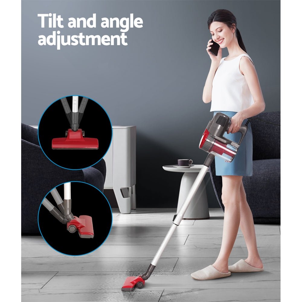 Stick Vacuum | Devanti | Bagless Corded 500W | Red - Appliances > Vacuum Cleaners > Stick Vacuums - Fosmore