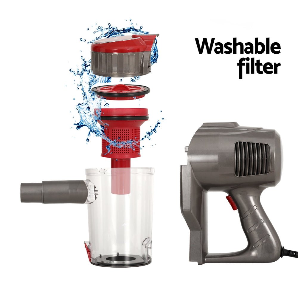 Stick Vacuum | Devanti | Bagless Corded 500W | Red - Appliances > Vacuum Cleaners > Stick Vacuums - Fosmore
