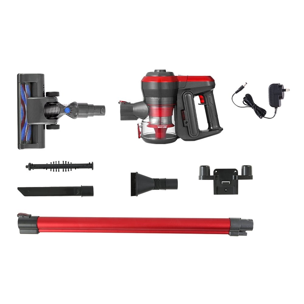 Stick Vacuum | Devanti | Brushless Cordless 250W | Red & Grey - Appliances > Vacuum Cleaners > Stick Vacuums - Fosmore