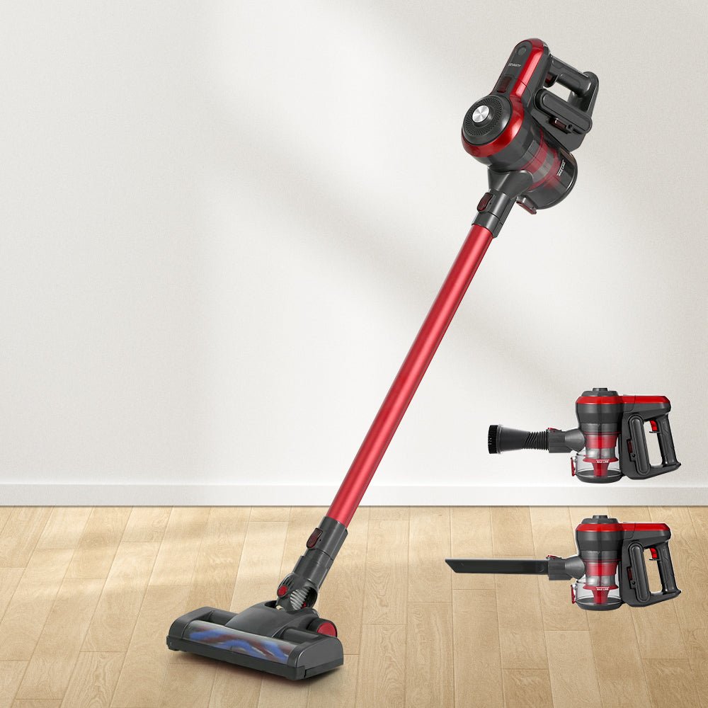 Stick Vacuum | Devanti | Brushless Cordless 250W | Red & Grey - Appliances > Vacuum Cleaners > Stick Vacuums - Fosmore