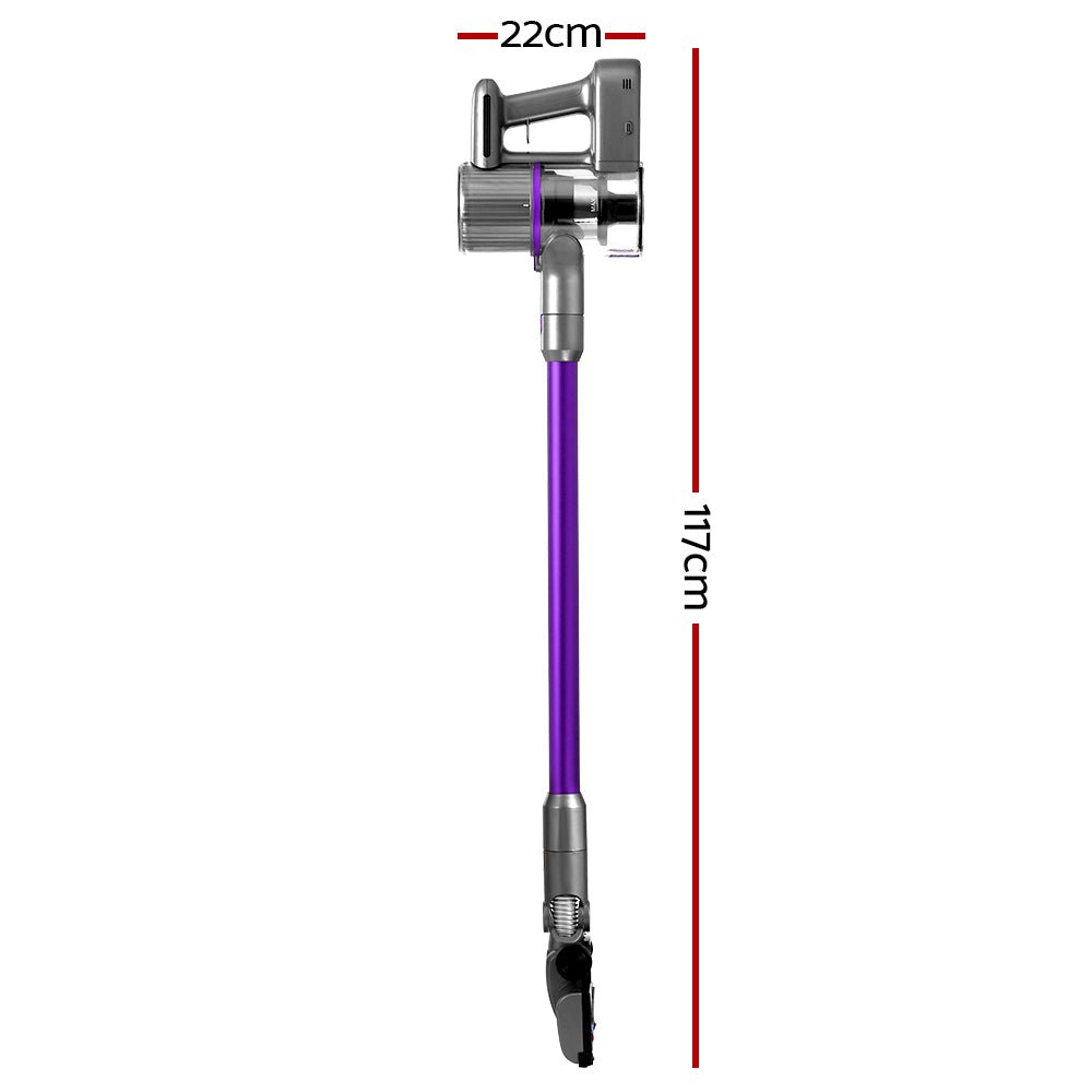 Stick Vacuum | Devanti | Bagless Cordless 120W | Purple & Grey - Appliances > Vacuum Cleaners > Stick Vacuums - Fosmore