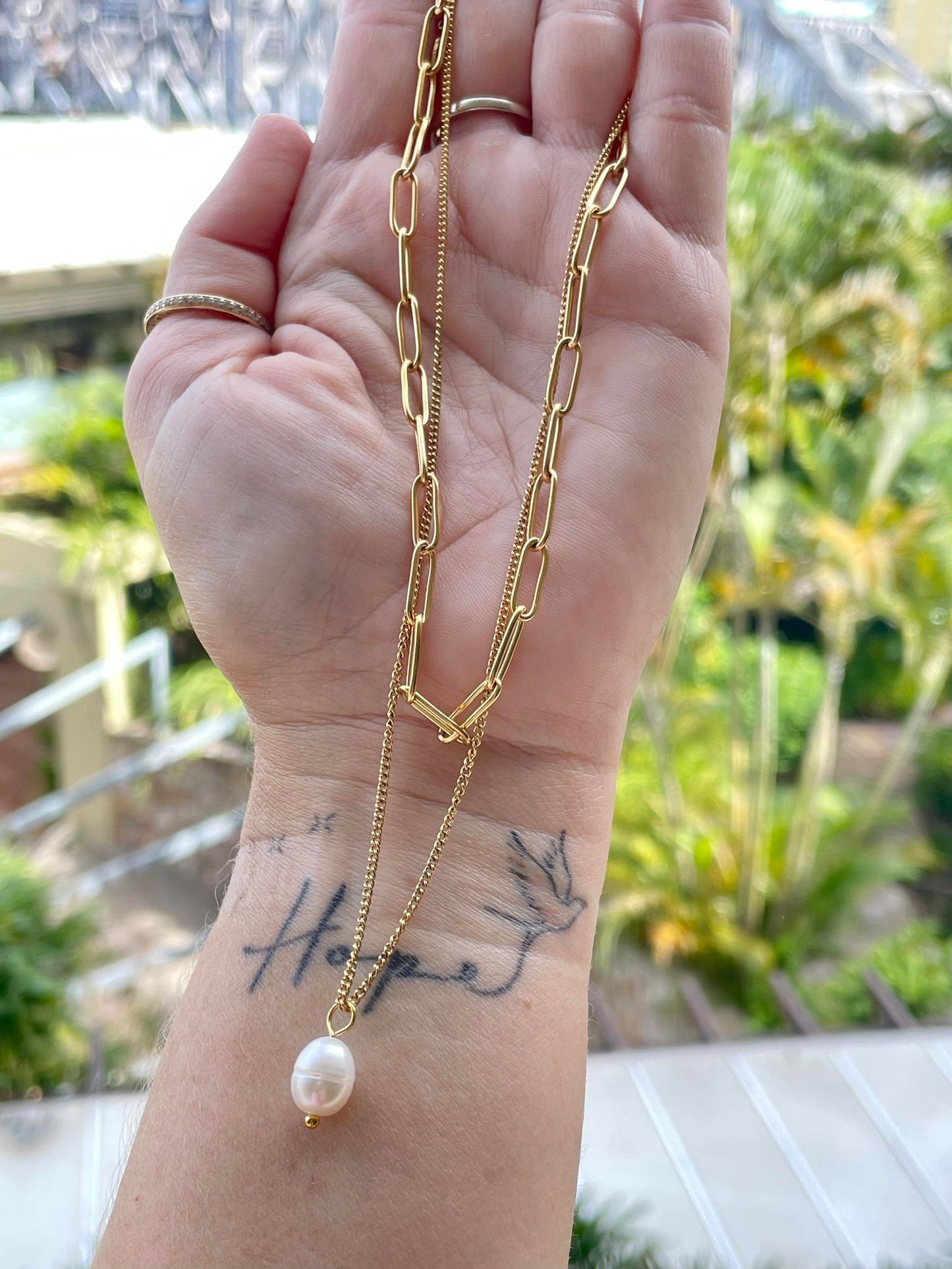 Necklace | All knotted up with a pearl - gold – Tarnish Proof Jewellery