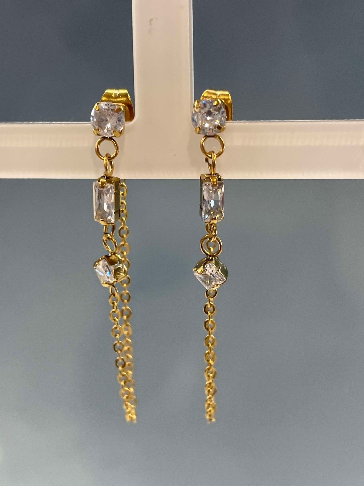 Earrings | Single chain bling earring – Tarnish Proof Jewellery