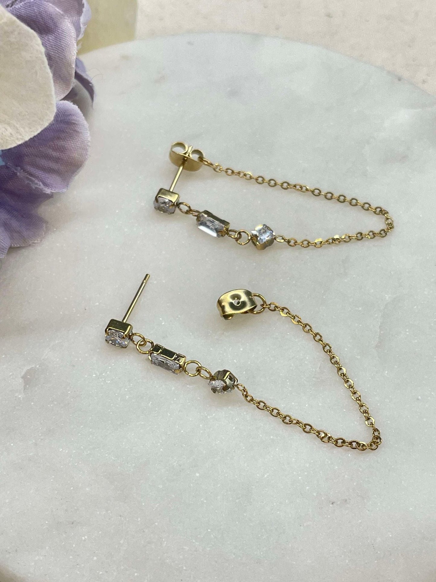 Earrings | Single chain bling earring – Tarnish Proof Jewellery