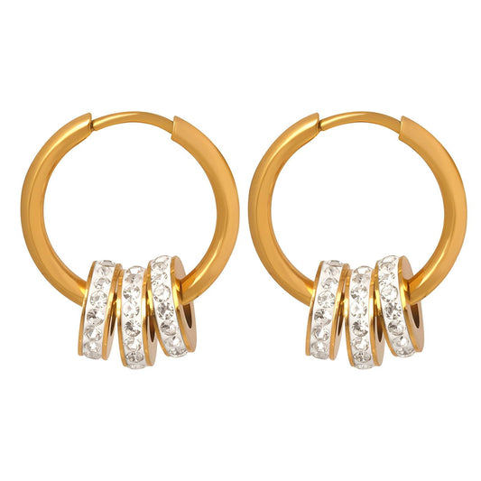 Earrings | Three rings of bling gold earrings – Tarnish Proof Jewellery