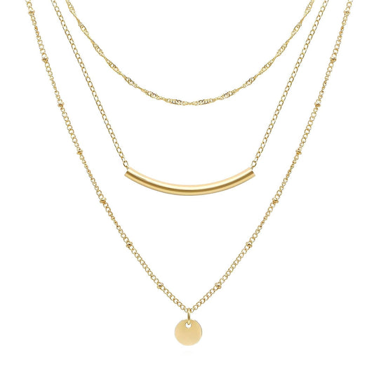 Necklace | Three tiers of gold necklace – Tarnish Proof Jewellery