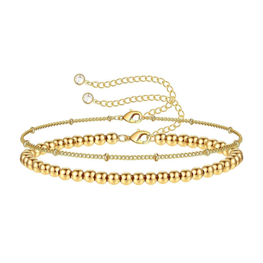 Bracelet | Full gold ball double chain bracelet – Tarnish Proof Jewellery