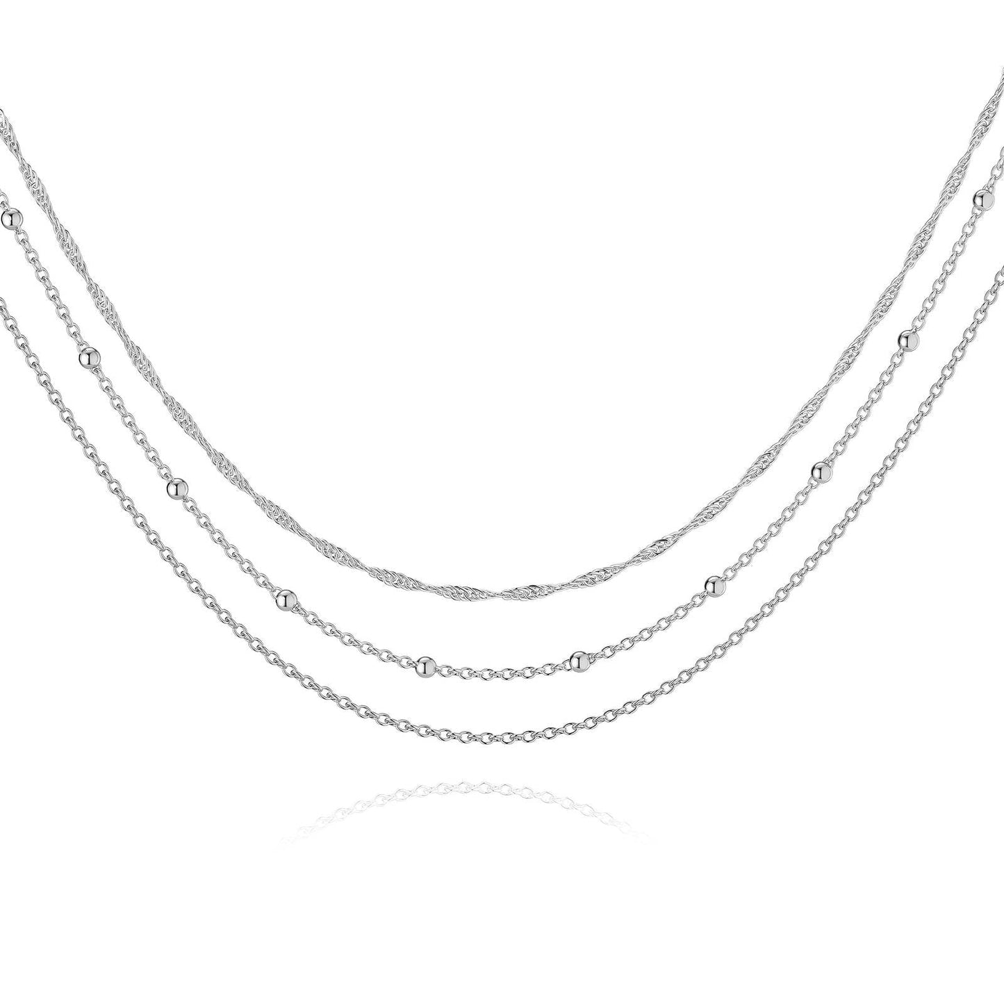 Necklace | Three tiers of silver necklace – Tarnish Proof Jewellery