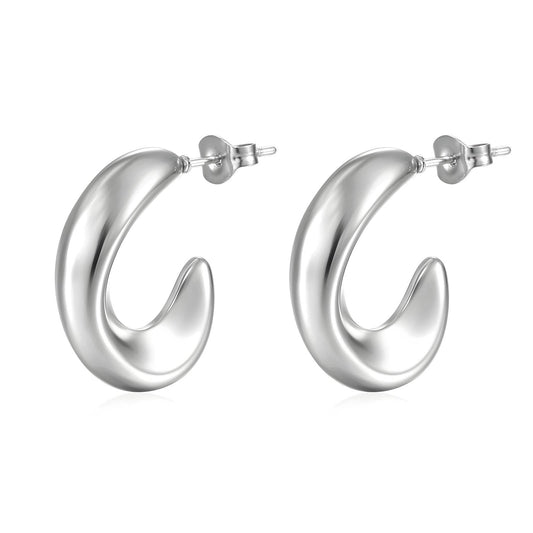Earrings | Oblong silver hoop earring – Tarnish Proof Jewellery