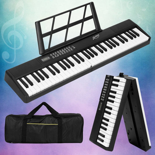 Piano Keyboard - Alpha 61 Key Foldable with Bag | Black -> Musical Instrument & Accessories > Musical Keyboards - Fosmore