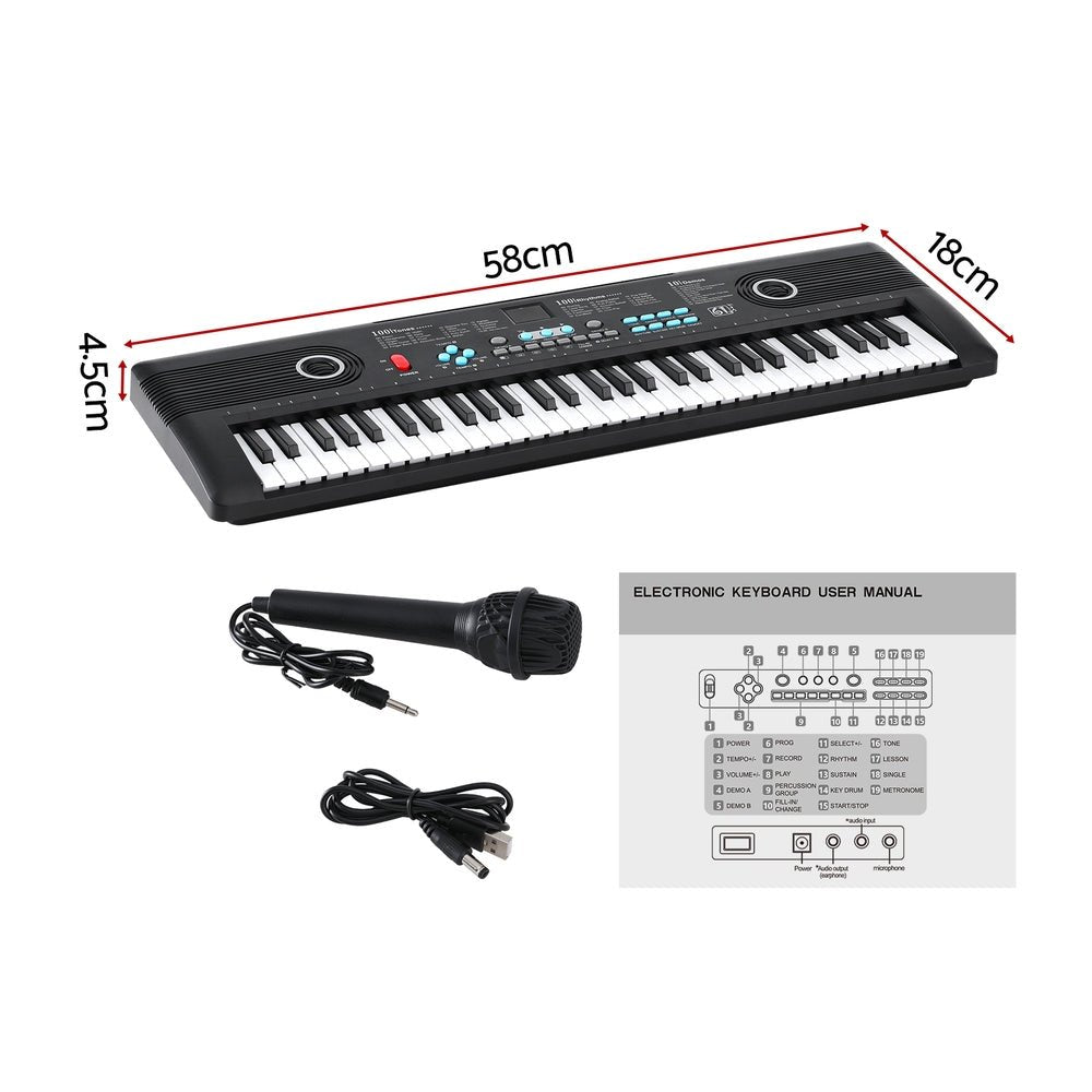 Piano Keyboard Kids | Alpha 61 - Key Digital Electric | Black - Audio & Video > Musical Instrument & Accessories > Musical Keyboards - Fosmore