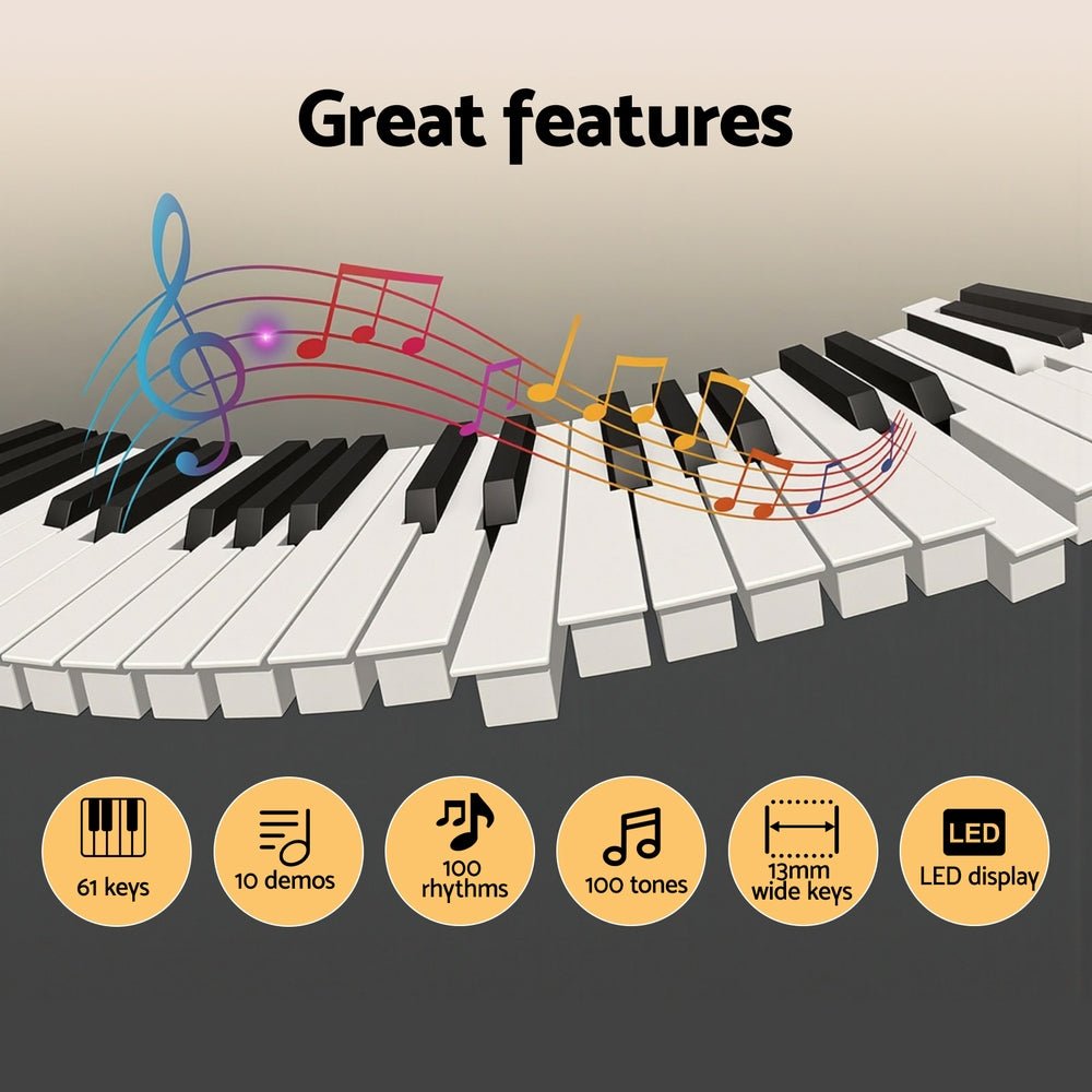 Piano Keyboard Kids | Alpha 61 - Key Digital Electric | Black - Audio & Video > Musical Instrument & Accessories > Musical Keyboards - Fosmore