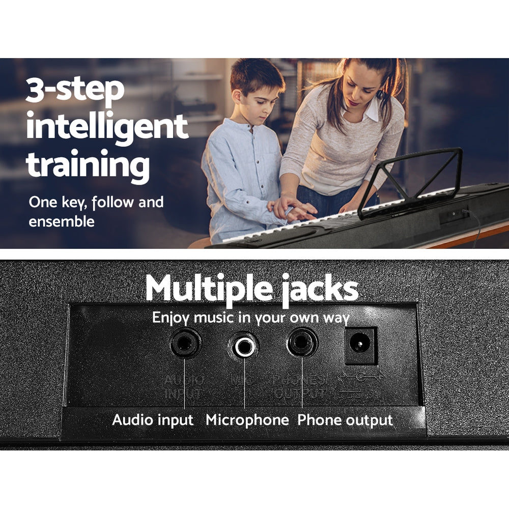 3-step intelligent training, one key, follow and ensemble.  Multiple jacks:  audio input, microphone, phone output.