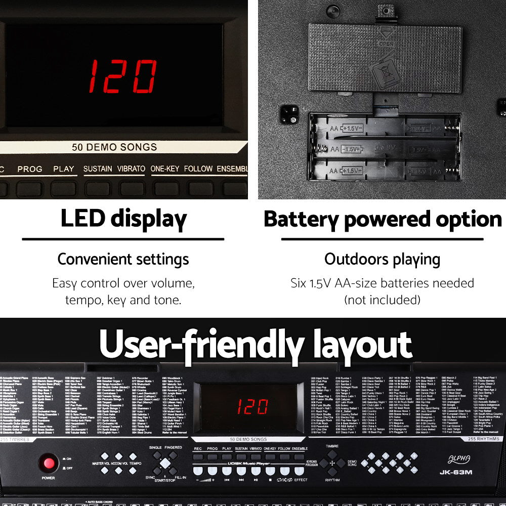 LED display, battery powered option.