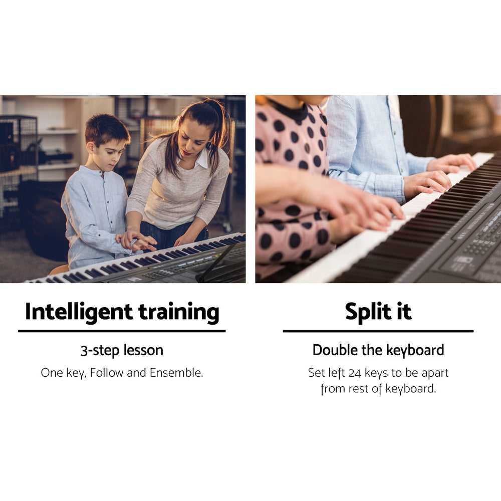 Intelligent training, 3-step lesson, split it, double the keyboard.