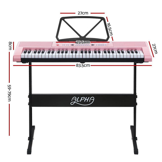 Piano Keyboard - Alpha 61 Key EK - 97 with Stand | Pink - > Musical Instrument & Accessories > Musical Keyboards - Fosmore