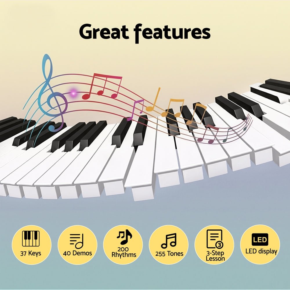 Piano Keyboard Kids | Alpha 37 - Key Digital Electric | Black - Audio & Video > Musical Instrument & Accessories > Musical Keyboards - Fosmore