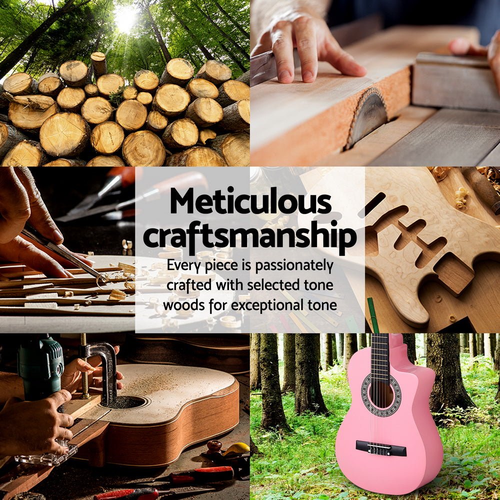 Kids Guitar | Alpha Classical Beginner Guitar for Children | Pink -> Musical Instrument & Accessories > Guitars - Fosmore