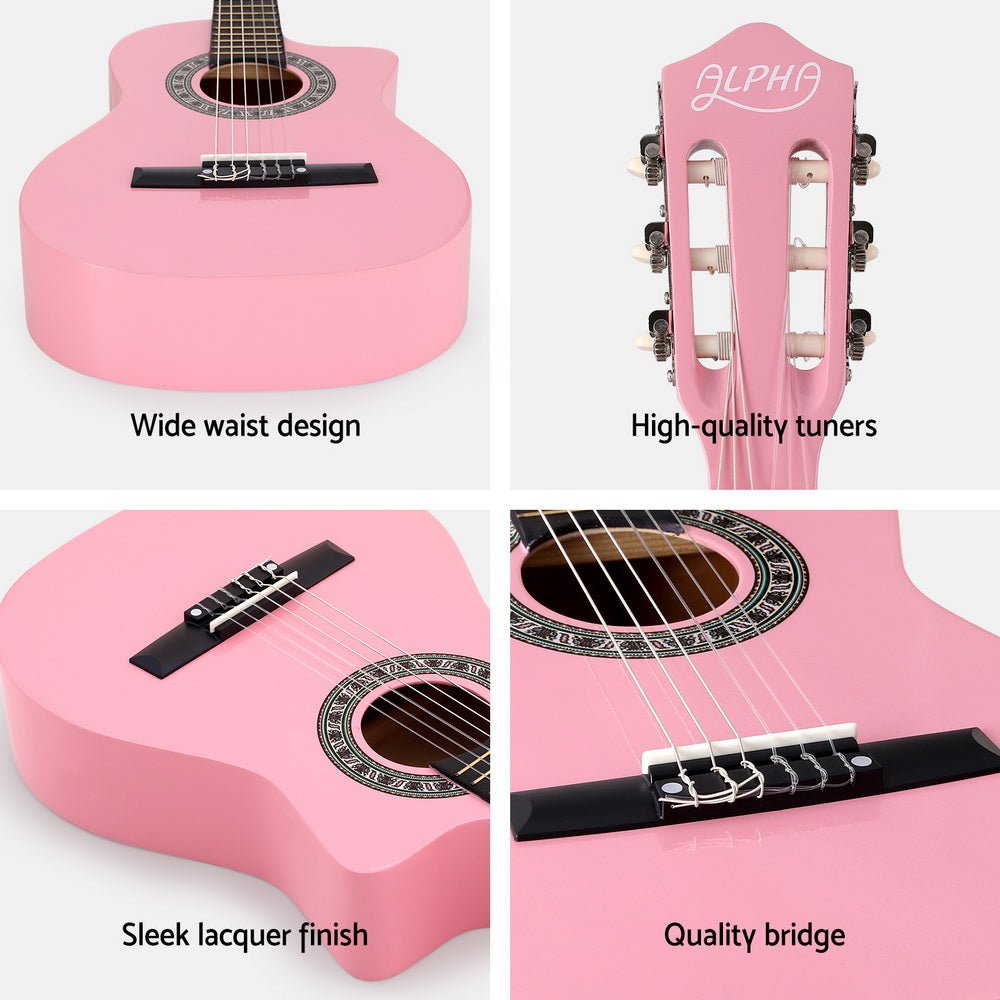 Kids Guitar | Alpha Classical Beginner Guitar for Children | Pink -> Musical Instrument & Accessories > Guitars - Fosmore